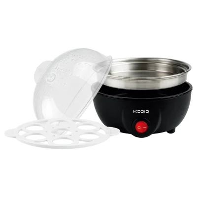 CD-EC101 egg boiler showing the durable stainless steel heating plate and 7-egg rack