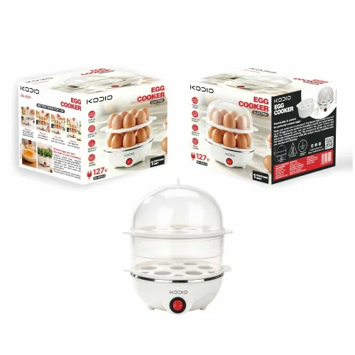 cd-ec101a-double-layer-egg-cooker-retail-packaging Double-layer CD-EC101A electric egg cooker displayed with custom retail packaging boxes, ideal for OEM bulk orders.