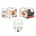 Double-layer CD-EC101A electric egg cooker displayed with custom retail packaging boxes, ideal for OEM bulk orders.