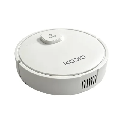 White CD-RV101 portable USB rechargeable robot vacuum cleaner featuring a 60-minute runtime, angled view.