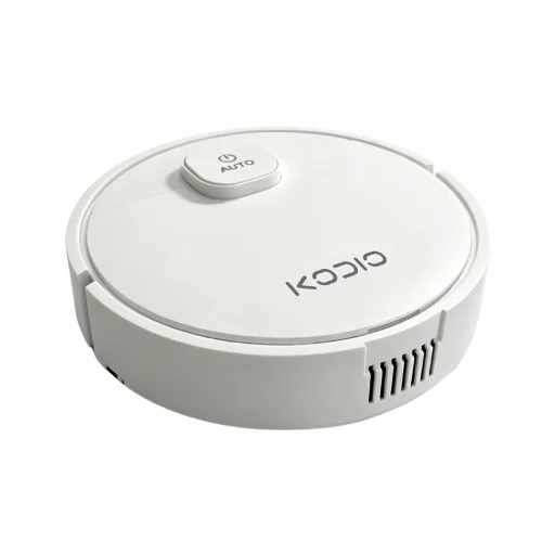 cd-rv101-portable-usb-robot-vacuum-cleaner-white White CD-RV101 portable USB rechargeable robot vacuum cleaner featuring a 60-minute runtime, angled view.