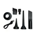 CD-VC201 mini vacuum complete accessory kit with 6 interchangeable nozzles and Type-C charging cable.