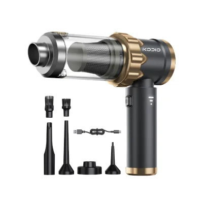 cd-vc204-cordless-car-vacuum-cleaner-with-nozzles Side profile of the CD-VC204 high-power handheld vacuum cleaner featuring 6000Pa suction.